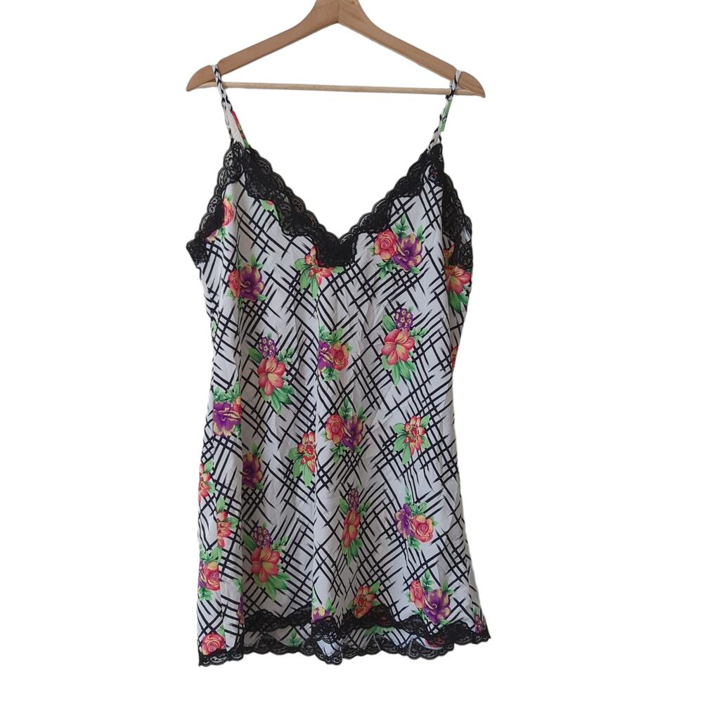 Victoria's Secret Gold Label Slip Dress Nightie Nightgown Lingerie Floral Lace L